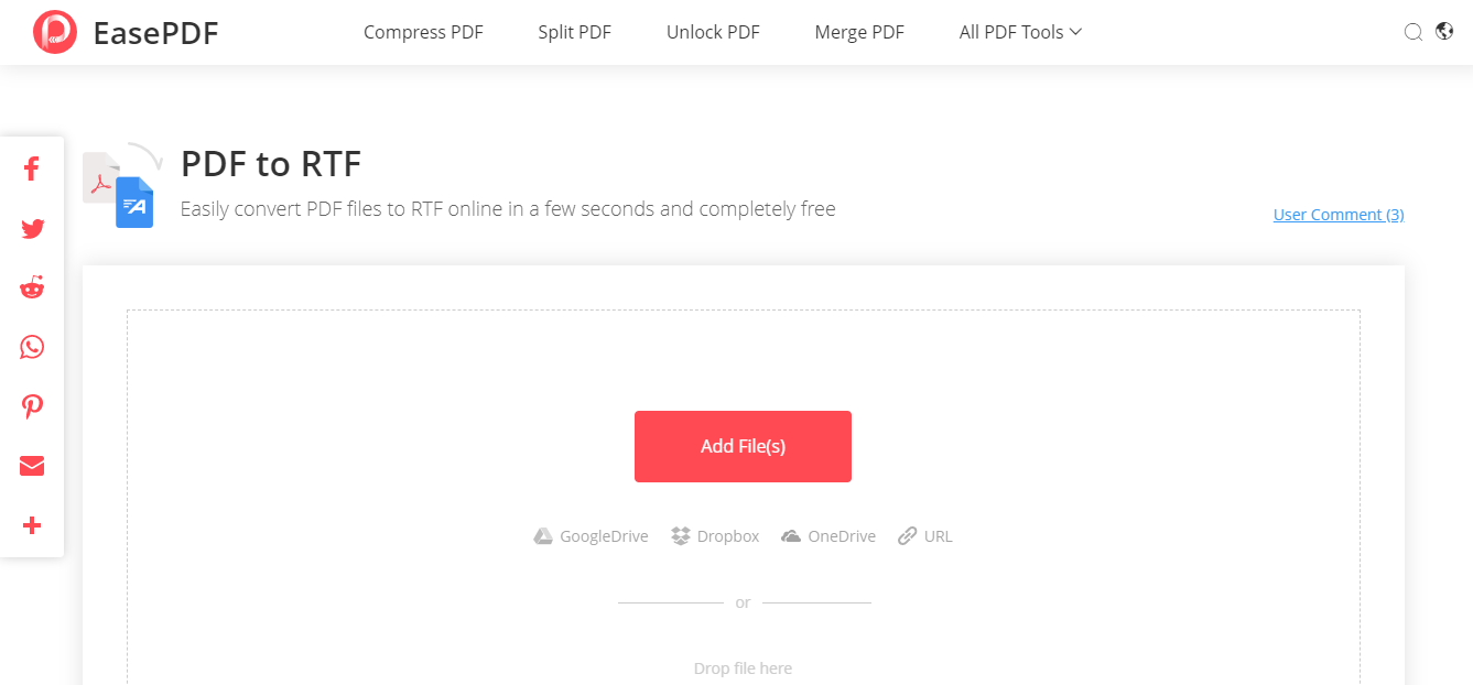 EasePDF PDF to RTF Add Files